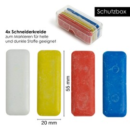 OfficeTree 4 x Tailor's Chalk 55 x 20 mm - Sewing Chalk for Light and Dark Fabric - Fabric Chalk for Marking Sewing Patterns