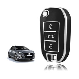 TOOMUME Key Cover TPU Car Key Case Fits Peugeot 208 308 508 2008 3008 Rifter Citroen C3 C4 Cactus Berlingo Picasso Xsara Jumpy, Key Cover Protection Key Case - Flip Key