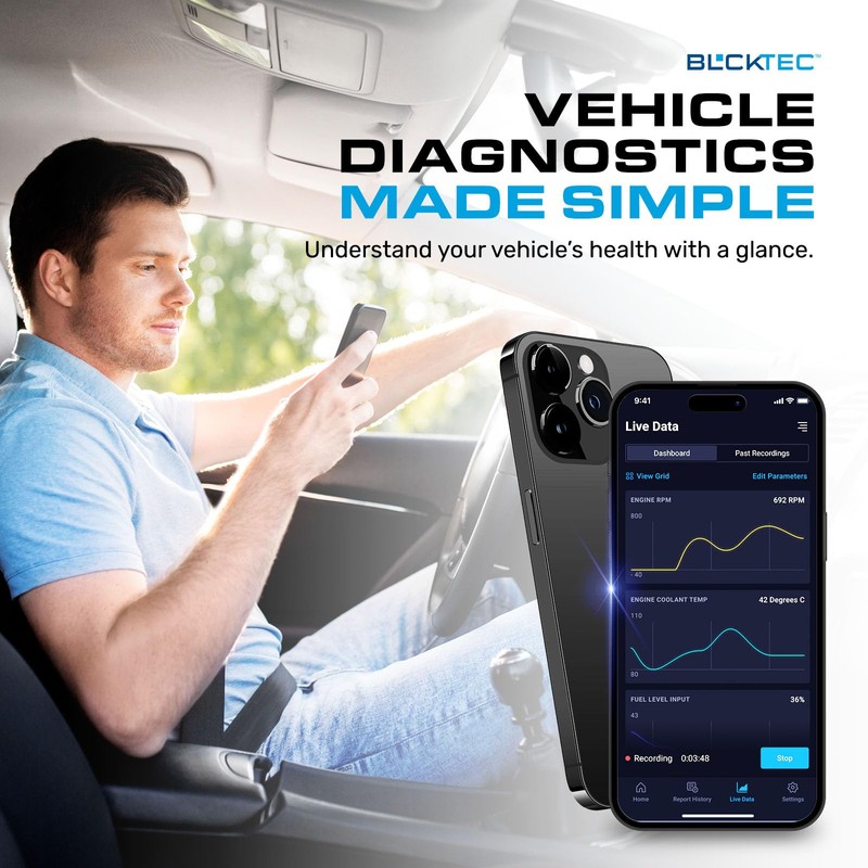 BLCKTEC 410 Bluetooth OBD2 Scanner for iPhone & Android, No
