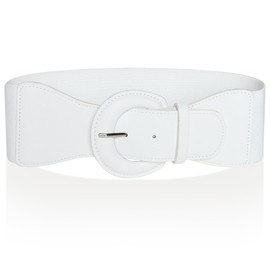 Ro Rox Raya Elasticated Nurse Belt Stretch Wide 50's Retro Vintage Waist Cincher, White, S