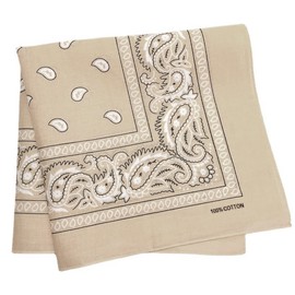 Trifong Bandana, 100% Cotton, Cashew Nut Pattern, Paisley Handkerchief, Unisex, Large, 21.7 x 21.7 inches (55 x 55 cm), Cashew Nuts Khaki