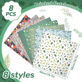 Sewing Patchwork Fabric, 8pcs Flowers 50 * 50 cm Cotton Printed Fabric Set Small Scrap Fabrics for DIY, Arts and Crafts