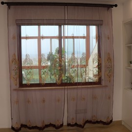 SLOW SOUL Set of 2 Panels Embroidered Birds Sheer Curtains for Living Room Bedroom Dining Room Curtains & Drapes High-end Curtain with Rod Pocket Purple Tulle 49W X 102L inch