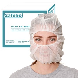 SAFEKO Polypropylene Hood, Disposable Catering Bonnets, Hairnet & Beard Cover Net for Work, Food Service (Comfort Fit, White, 1000)