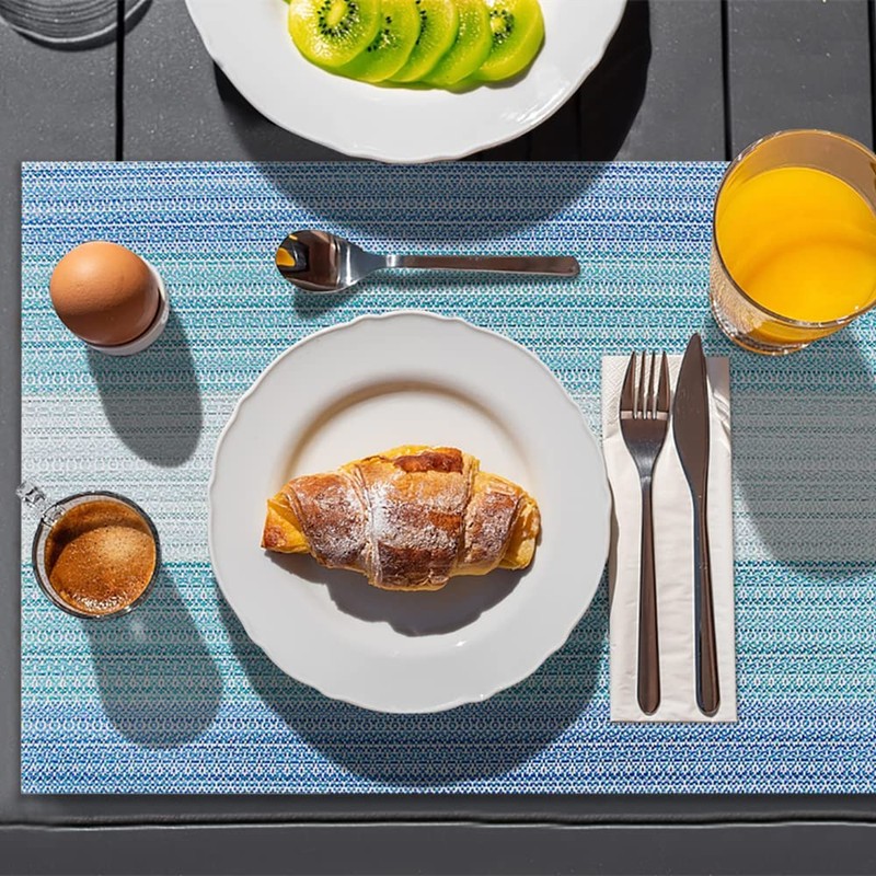 HeloHo Blue Placemats Set of 6,Stain-Resistant Kitchen Table Mats Washable