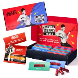 Man Crates, Beef Jerky Gift Box for Men, Includes 3 Flavors of Mini Beef Sticks Individually Wrapped in Dad Jokes