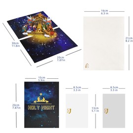 CNLITIHEKA Jesus Christ Pop Up Card, Pop Up Greeting Card Holy Night Nativity Scene, Nativity of Jesus Christmas Card, New Year, Holiday Greeting Card, Envelope Included