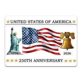 250th Anniversary Commemorative Fridge Magnet - United States of America 250 Years Statue of Liberty, 3.5x5 Inch Porcelain White Acrylic, Patriotic Keepsake Gift for 1776-2026 Semiquincentennial