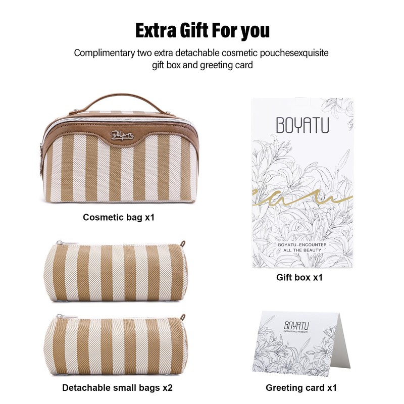 BOYATU Travel Makeup Bag for Women: Large Cosmetic Bag Set