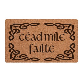 Bnwepo Scottish Coir Doormat, Scottish Gaelic Welcomes Doormat, Céad Míle Fáilte A Hundred Thousand Welcome Mats for Front Door, Door Mat Outside Entrance, 17x30 Inch