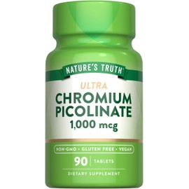Nature's Truth Ultra Chromium Picolinate 1000mcg | 90 Tablets | Vegan, Non-GMO & Gluten Free Supplement