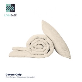 LivinEase Bed Linen 135 x 200 cm Set - Microfibre Duvet Cover 135 x 200 cm + 1 Pillowcase 80 x 80 cm - Bed Linen Cream