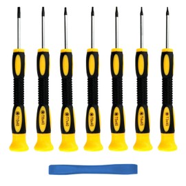 Professional Torx Screwdriver Set 7Pcs Star Security Screwdriver Set with Pry Tool Including T3 T4 T5 T6 T7 T8 T10 for Jewellers Watch Electronics (Yellow)