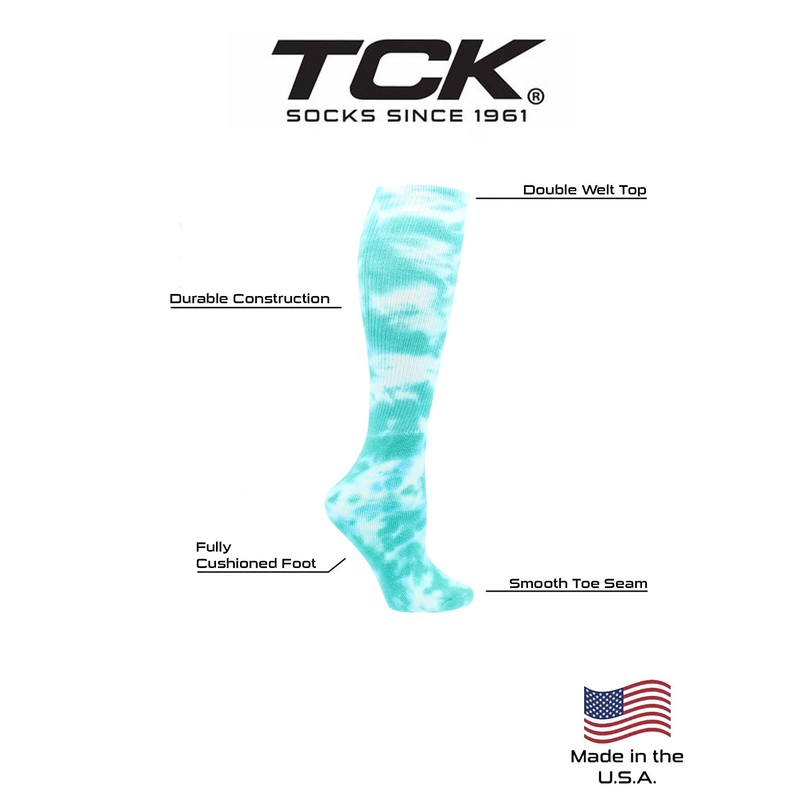 Tie Dye Multisport Tube Socks (Teal/White, Small)