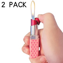 WMYQL 2 Pack Pink Jet Torch Lighter,Refillable and Adjustable Lighters,Jet Flame Windproof Butane Torch Lighter,Cool,Birthday, Outdoor,BBQ,Candles (No Methane Gas)