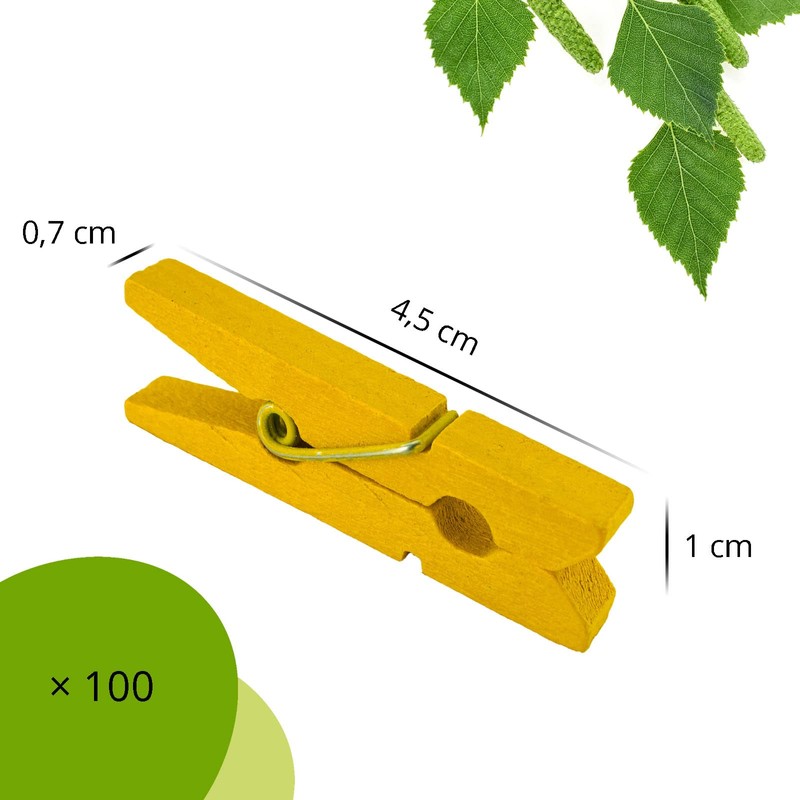 Wooden Clothes Pegs A00154125 Birch Wood Assorted Colours 45 mm