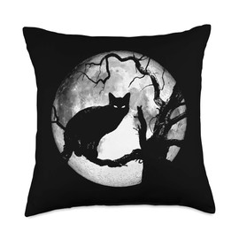 Ritual Moon Black Cat and Full Moon Graphic Throw Pillow, 18x18, Multicolor