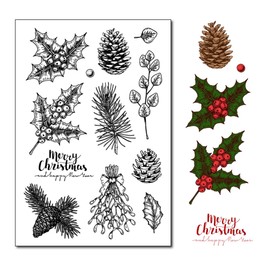 DIYology - Sellos transparentes de hojas de Navidad para hacer tarjetas o diario, sellos de silicona de piña, sello de goma perenne para álbumes de recortes, diario, fotos de regalo, decoración de