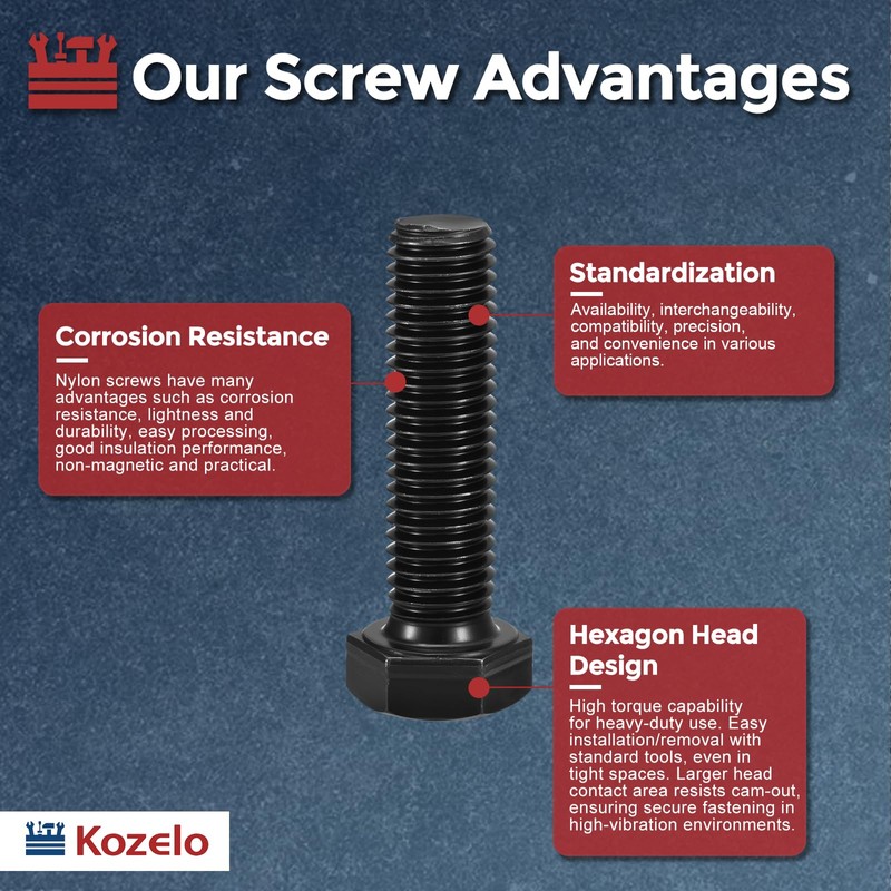 Kozelo 48 Pcs Hex Head Bolts and Nuts Kit -