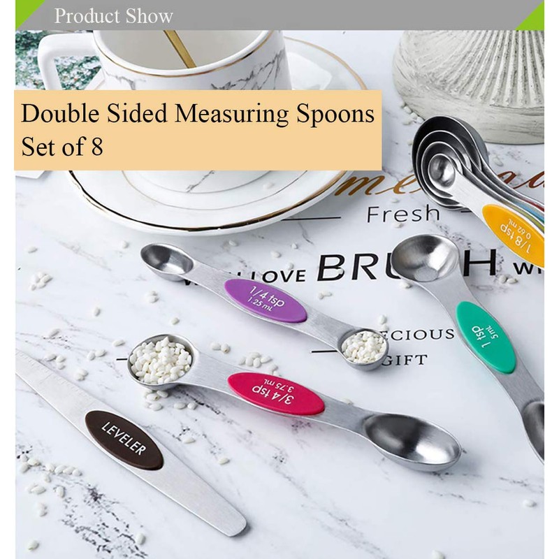 WEZVIX Magnetic Measuring Spoons Set Stainless Steel Double Sided Spoons