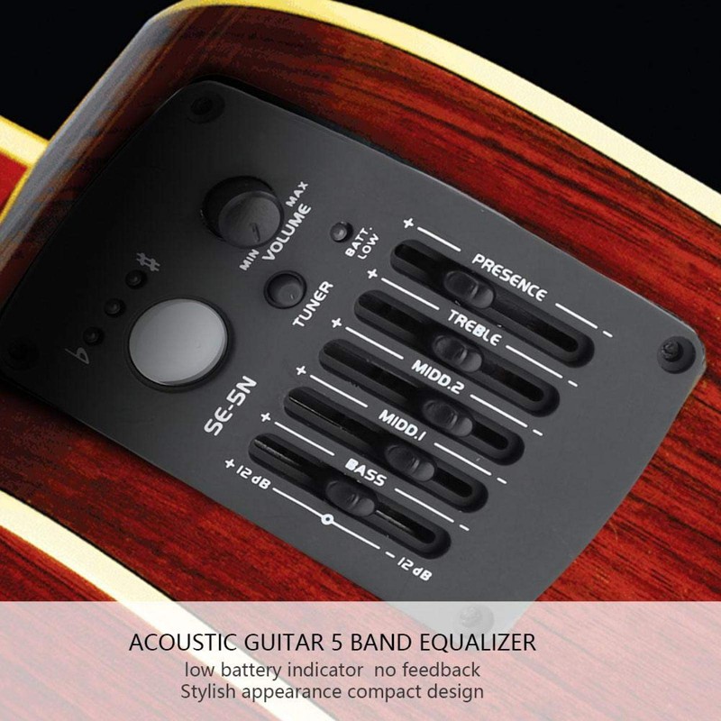 5 Band EQ Pre-Amp Equalizer Pickup Acoustic Guitar Preamplifier Tuner