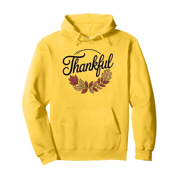 Thankful Fall Leaves Wreath Elegant Autumn Design Pullover Hoodie