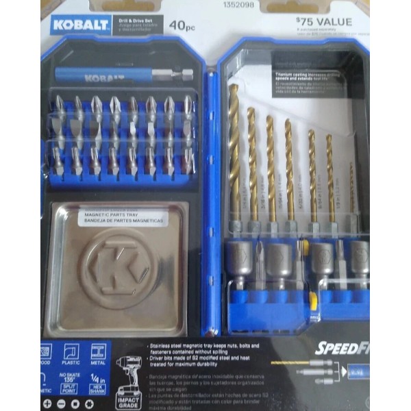 KOBALT 40pc SpeedFit Impact Drill & Drive Set w/ SS