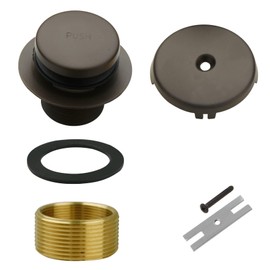 Bronze Bathtub Drain Tip-Toe Single Hole,Welsan Tub Drain Trim Set Conversion Kit Assembly, Coarse Thread Replacement Trim Kit with 1-Hole Overflow Faceplate Includes Adapter, Oil Rubber Bronze(ORB)