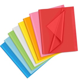 PLULON 120 Sheets Coloured Tissue Paper Bulk 8 Mixed Colors Gift Wrap Sheets Crepe Paper Art Tissue Paper for Packaging Craft Floral Birthday Party Festival Gift Wrapping Paper Decorative