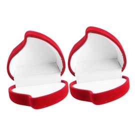 STOBAZA 2 Pack Heart Shaped Ring Boxes Flocked Jewelry Storage Case Wedding Ring Holder Compact Lightweight