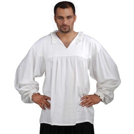 ThePirateDressing Medieval Poet's Pirate Early Renaissance Shirt Costume [White] (Small/Medium)