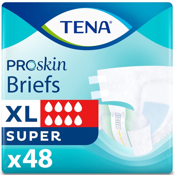 TENA Incontinence Adult Diapers, Maximum Absorbency, Disposable Briefs, ProSkin - X-Large - 48 ct