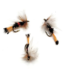 Humpy - Dry Fly - Size #14 - Pack of 3 – Premium Quality Hand Tied - Flyfish for Trout, Bass, Bluegill, Crappie, Grayling, and Other Gamefish – Golden Tippet, Green, white, Gold, Red