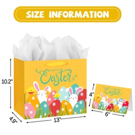 DaiUni 13" Large Easter Gift Bag for Kids with Tissue Paper and Handles
