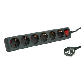 ROLINE 6-Way Power Strip with Switch, Black, 6 m