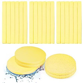 UNIVERSOENLÍNEA.COM | 120 Esponjas Faciales Comprimidas para Esteticistas - Esponja de Limpieza y Eliminación de Maquillaje, Esponja Exfoliante, Spa Lavado, Redonda (Amarillo)