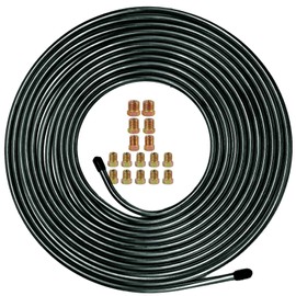 MuHize Kit de tubería de freno de 3/16 pulgadas, rollo de acero recubierto de PVF flexible de 25 pies, antioxidante y corrosión, con 16 accesorios acampanados