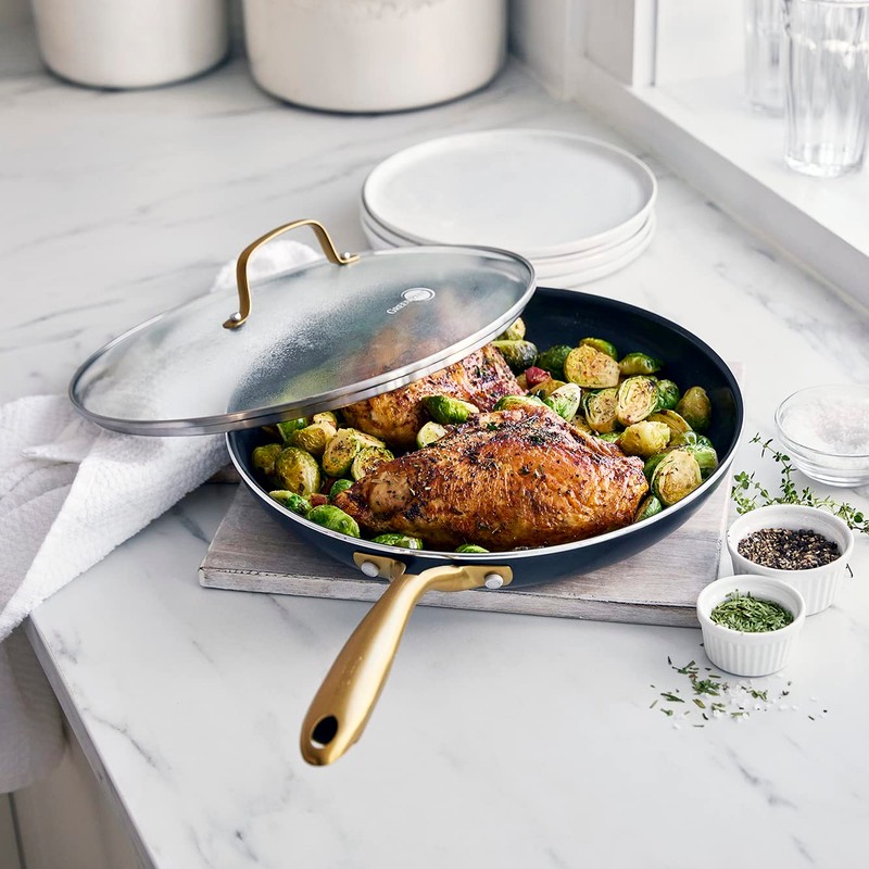 Greenpan Glass Lid, 7.9 inches (20 cm), Stainless Steel, Gold