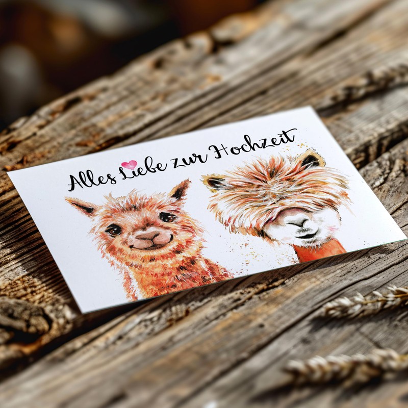 Funny Wedding Card Alpacas Congratulations on Marriage and Wedding Folding