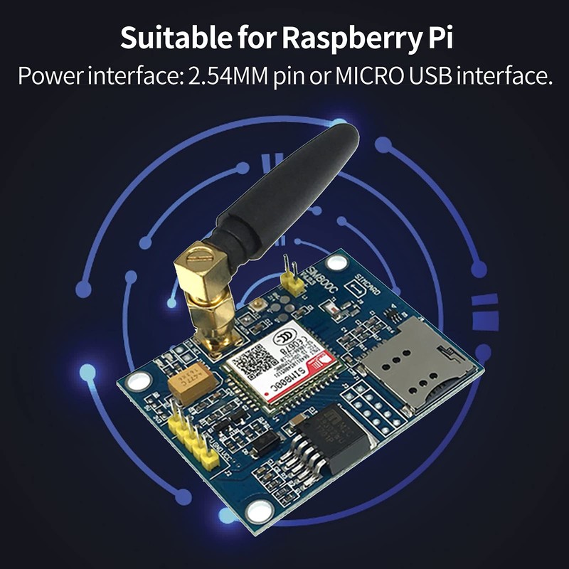 SIM800C GSM/GPRS Module with SMA Antenna for Raspberry Pi Experimental