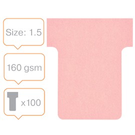 Nobo Card Board Accessory T-Cards, Size 1.5, Pack of 100 Pink