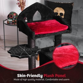 THROONI Gothic Cat Tree - 40inch Goth Cat Tree with Throne Goth Bed, Spacious Condo, Spooky Hanging Bat and Durable Sisal Scratching Post - Elegant Black Cat Tree for Majestic Feline Rest (40")