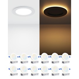Ensenior 12 Pack 4 Inch LED Recessed Ceiling Light with Night Light, Dimmable, 2700K-5000K 5CCT, 750LM 9W 120V, High Brightness Canless Wafer Downlight - FCC