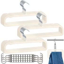 Velvet Pants Hangers Non Slip, 30 Pack Velvet Hangers for Closet with Porous Hooks, Strong Durable Space Saving Slim Clothes Hanger, Ultra Thin Flocked Hanger for Pants/Shirts/Bra/Shorts (Cream)