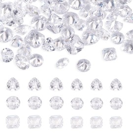 Fashewelry 60pcs Mix-shaped Cubic Zirconia Pointed Back Rhinestone Cabochons Crystal Faceted Diamond Rhinestone Beads with Square Triangle Round Shape 4mm/5mm for Nail Art Replacing Jewelry
