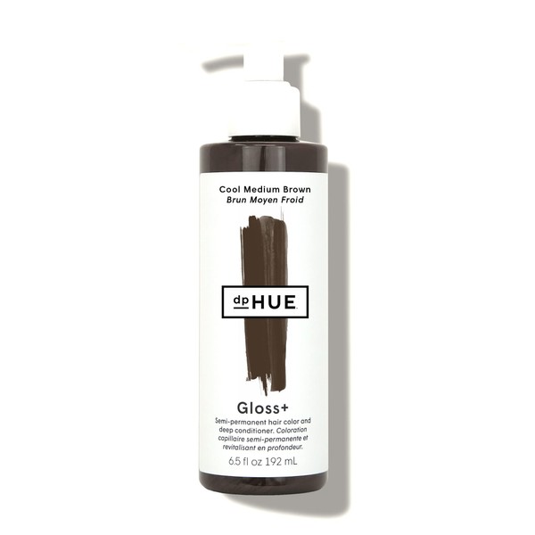 dpHUE Gloss+ - Cool Medium Brown, 6.5 fl oz - Colour-Boosting Semi-Permanent Hair Dye & Deep Conditioner - Enhance & Deepen Natural or Colour-Treated Hair - Gluten Free, Vegan