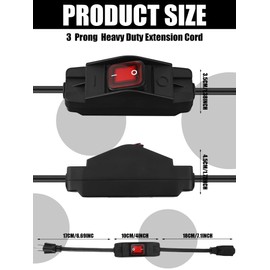 2 Pack Outdoor Extension Cord with Waterproof Switch 3 Prong 14/3 Household Switchable Power Cord Heavy Duty 1875w Extension Cord with On Off Switch for Appliances Upgraded (1.5 Ft)