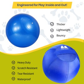 Herding Ball for Dogs - 18'' Durable Dog Herding Ball with Cover - Double Protection with Hook and Loop - Ideal for Small to Medium Dogs, Australian Shepherds, Blue Heelers, Cattle Dogs, and Collies