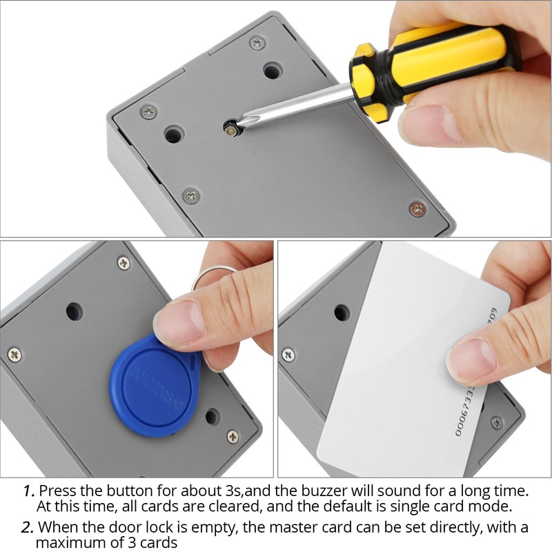 QWORK® RFID Smart Drawer Lock, Hidden Locks for Cabinet, IC