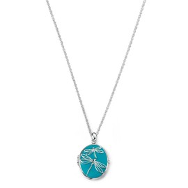 Elements Sterling Silver Ladies P4035T Dragonfly Blue Enamel Locket of 46cm